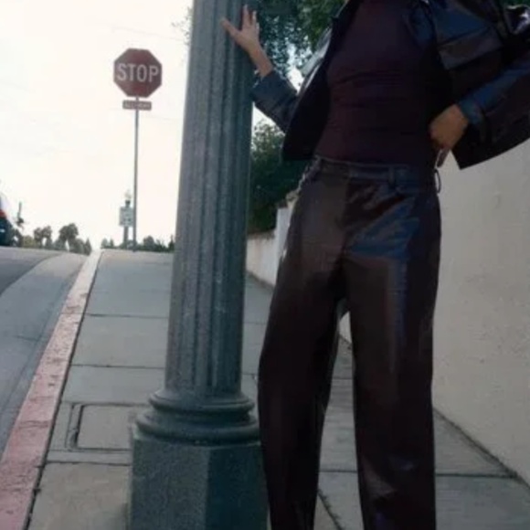 NEW Zara STRAIGHT-LEG FAUX LEATHER ANIMAL EMBOSSED PANTS M - Picture 4 of 4